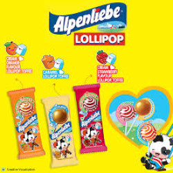 Alpenliebe Lollipop - Cream Orange & Strawberry & Caramel Flavour